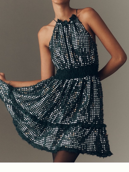 Anthropologie Dresses & Skirts - Anthropologie Somerset Shine Green Sequin Halter Mini Dress
